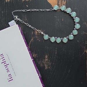 Lia Sophia Thea Necklace, Silver With Mint Green Accents